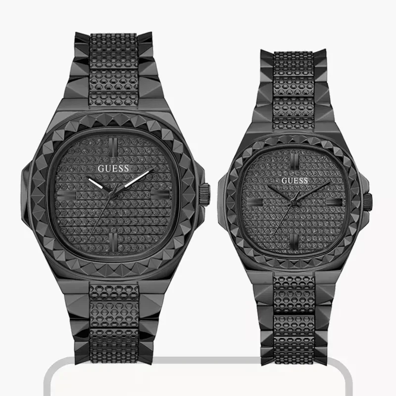 Guess Rebel Black Dial Couple Fashion Watch- GW0622G2/GW0601L2